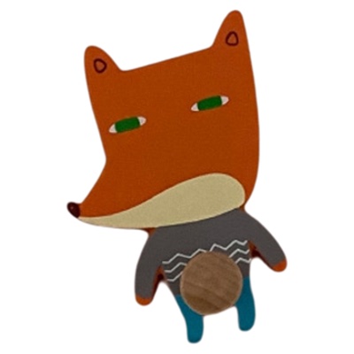 卡通狐狸木质无痕粘钩 实木免打孔环保创意宿舍挂钥匙收纳ZSP012