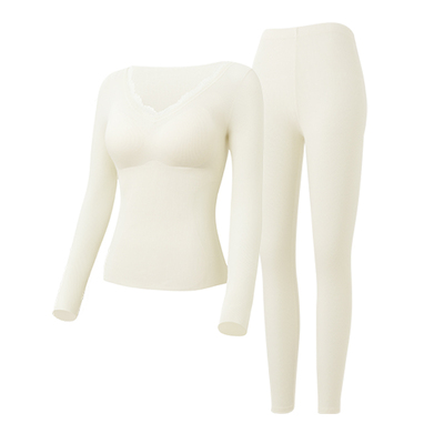 纯棉带胸垫抗菌加绒打底保暖内衣