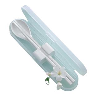 茶花欧铂兹抗菌餐具盒子不锈钢便携学生折叠精致筷子可爱勺子套装