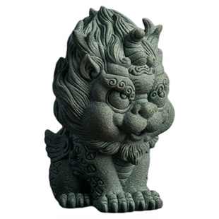 青砂石招财小麒麟貔貅摆件茶桌精品国潮可养茶宠盆景鱼缸石头造景