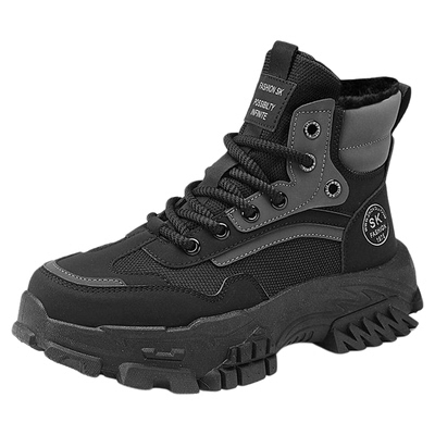 高帮男鞋2025新款冬季厚底增高工装老爹鞋加绒加厚保暖防寒雪地靴