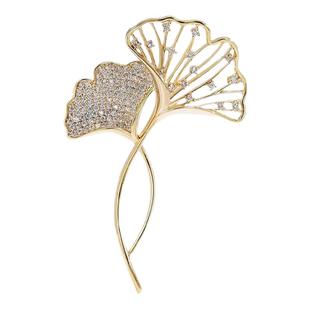 镂空银杏叶胸针高档女奢华气质大气高端精致别针配饰衣服点缀饰品