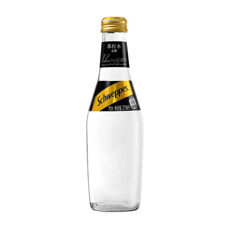 Schweppes怡泉苏打水汽水275ml*24玻璃瓶无糖0糖会所酒吧KTV饮品