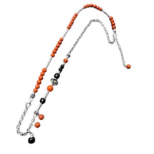 925纯银手工银祥云配南红珠墨玉原创设计个性万能项链颈首饰品