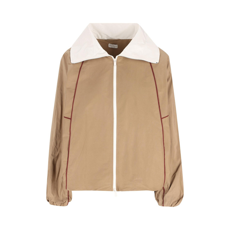 Brunello Cucinelli 女士米色翻领拼色外套BC 26早春新意大利代购
