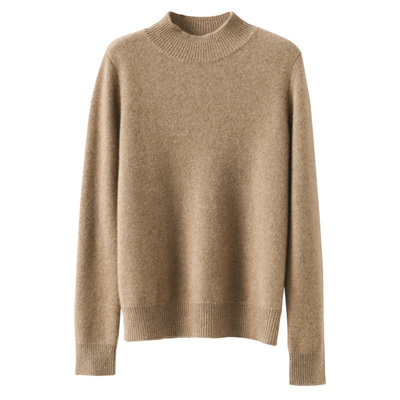 断码处理】半高领毛衣女100%软糯亲肤毛针织衫宽松大码纯色打底衫