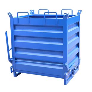 工业金属周转箱车间废料箱折叠网格零件框自卸式倒料箱铁屑收集箱