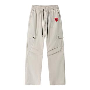 查尔斯桃心 美式机能伞兵褶皱裤子男春秋季宽松直筒工装冲锋长裤