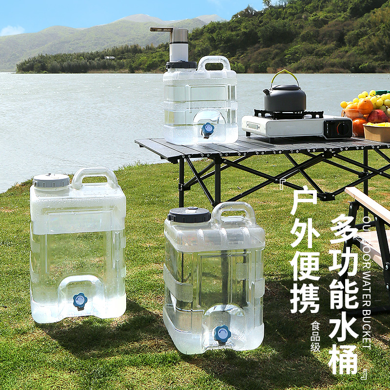 透明户外水桶家用储水用车载带龙头纯净矿泉蓄水pc空桶大容量水箱