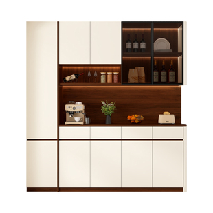 餐边柜实木靠墙一体茶边柜圆弧酒柜定制储物柜家用客厅柜子置物柜