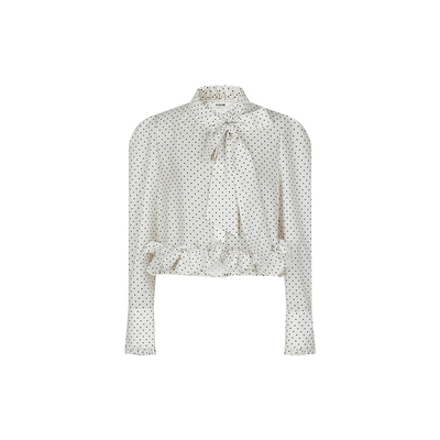 none浪漫蝴蝶结波点衬衫上衣