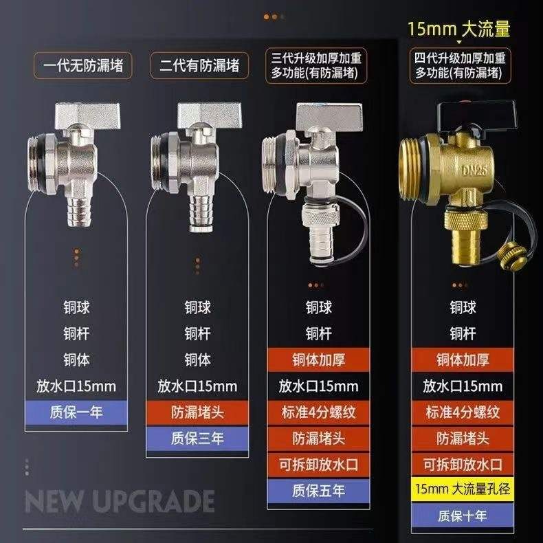 全铜1寸6分地暖分水器放水阀家用地热排气暖气放水排污水龙头批发
