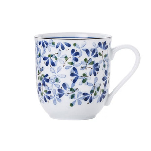 日本进口小蓝芽日式餐具光峰釉下青花高温家用陶瓷汤杯茶杯马克杯