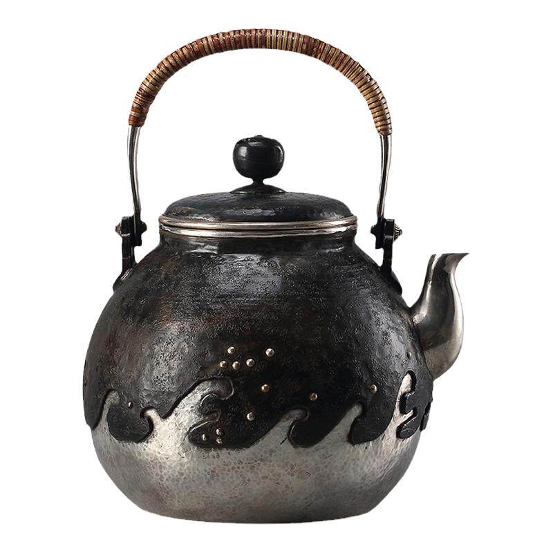 青竹铁包纯手工日本进口茶道银壶