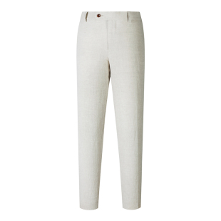 【春夏新品】男士米白色亚麻裤子透气休闲那不勒斯西裤男高端商务
