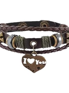 朋克皮手工编织手链男女学生简约