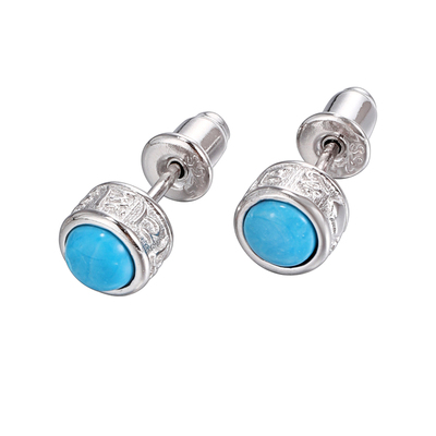 GRGR纯银绿石红锆耳钉