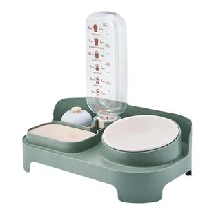 猫咪自动饮水器喂食一体小狗双碗宠物陶瓷喂食器斜口保护颈椎食盆