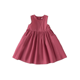 米素童装2025夏季新款简约儿童江南风大裙摆无袖女童洋气连衣裙