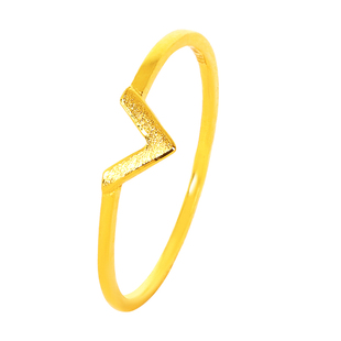 黄金戒指999足金字母V细款小克重叠戴2025新款闭口按克实心纯金女