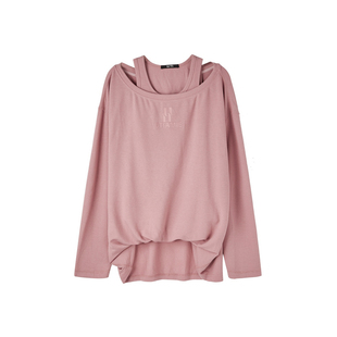 U/TI假两件垂感长袖T恤女 宽松廓形露肩休闲上衣尤缇2025秋季新款