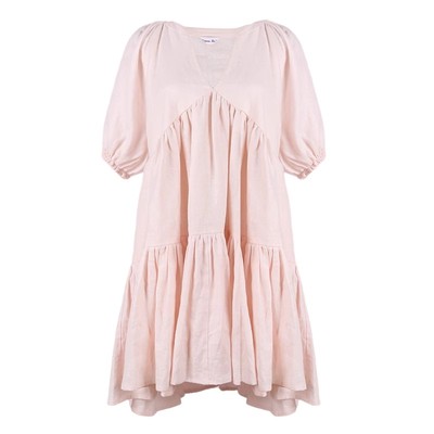 粉色亚麻亲子度假风系列套装