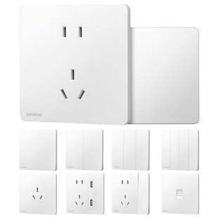 西门子开关插座睿宸象牙白超薄一开五孔16A家用面板插座官方旗舰