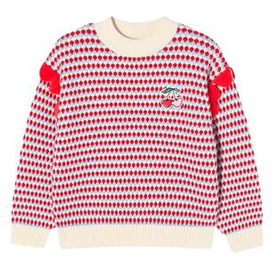 MQD女大童条纹满版印花半高领毛衣冬新款学院百搭加厚针织衫潮