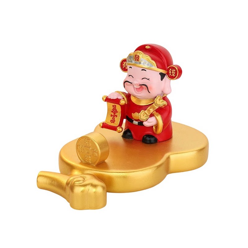 国潮好运财神相伴手机支架小摆件