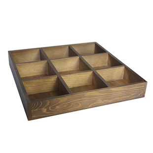 实木桌面收纳盒火锅店点心小菜中药展示盒咖色9宫格6宫格整理格子
