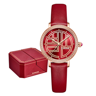 【新年礼物】Rarone雷诺腕得福手表女款女士石英表红色福字腕表