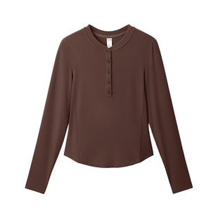 蕉下女士肌底打底衫亨利领V领修身显瘦长袖T恤半开领内搭上衣