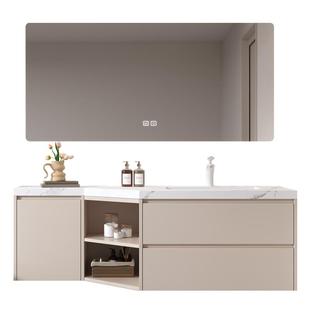 四季沐歌浴室柜组合岩板无缝一体盆异形斜切角洗脸洗手盆柜洗漱台