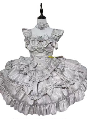 Lolita银色连衣裙蛋糕蓬蓬公主裙