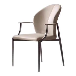 意式轻奢高级感餐椅家用舒服久坐靠背椅子茶桌专用主人茶椅扶手椅