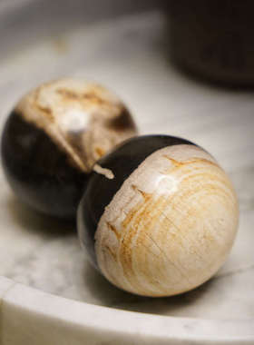 YuShiLin硅化木多功能实心手球树化石减压手转手玩物件圆球摆饰品