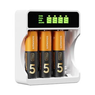 数魅SOULMATE5号7号充电电池套装KTV无线话筒电池大容量玩具智能门锁键盘鼠标可充电镍氢锂电池USB直充耐用型