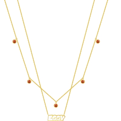 潮宏基蛋仔派对s925银项链双层