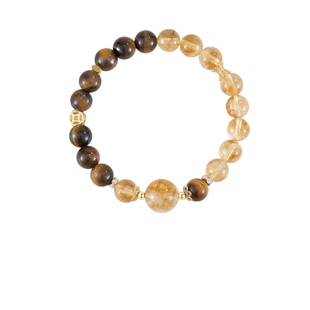 AJIDOU阿吉豆黄水晶手链女款木变石手串铜钱招财转运手饰小众饰品