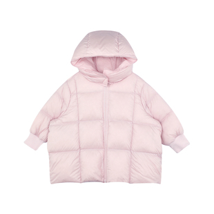 【季度主推】大耳象女童方格连帽羽绒服2026冬季新款宝儿御寒外套
