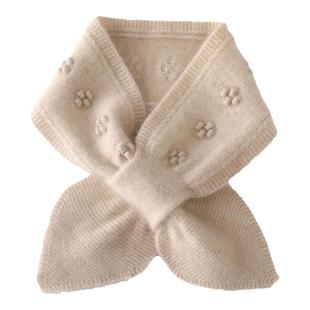 精选100%纯山羊绒围巾女短款穿孔小领结羊绒针织亲子保暖护颈围脖