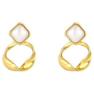 一撇一捺YPYN都市弧光耳钉女金色耳环港风复古时髦耳饰几何简约