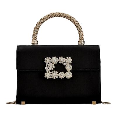 Roger Vivier/RV女包Flower Strass饰扣手拿手提包