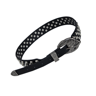 复古做旧富二代鹰头雕花扣头十字架铆钉辣妹顶男朋克风宽腰带皮带