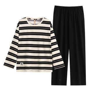 家乐芬情侣睡衣女士春秋款秋季纯棉长袖家居服男款可外穿秋天套装