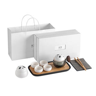 叁旬熊猫轻饮茶功夫茶具小套装家用轻奢高档陶瓷茶壶茶杯创意礼物