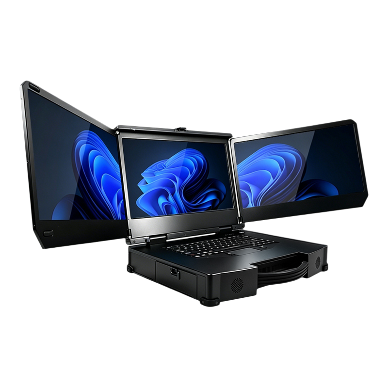 研涛三屏三防加固笔记本RTX3050高性能便携式计算机移动工作站电脑工控服务器控制终端应急指挥设备