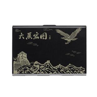 金属卡盒激光刻印图案男士商务卡包大容量防盗刷多卡位不锈钢卡套