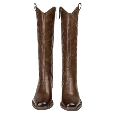 millies妙丽方头真皮加绒长筒靴