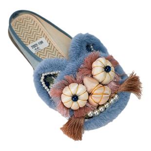 原创虎头鞋国风潮流绣花鞋民族风包头拖鞋中式刺绣非遗 2022-199